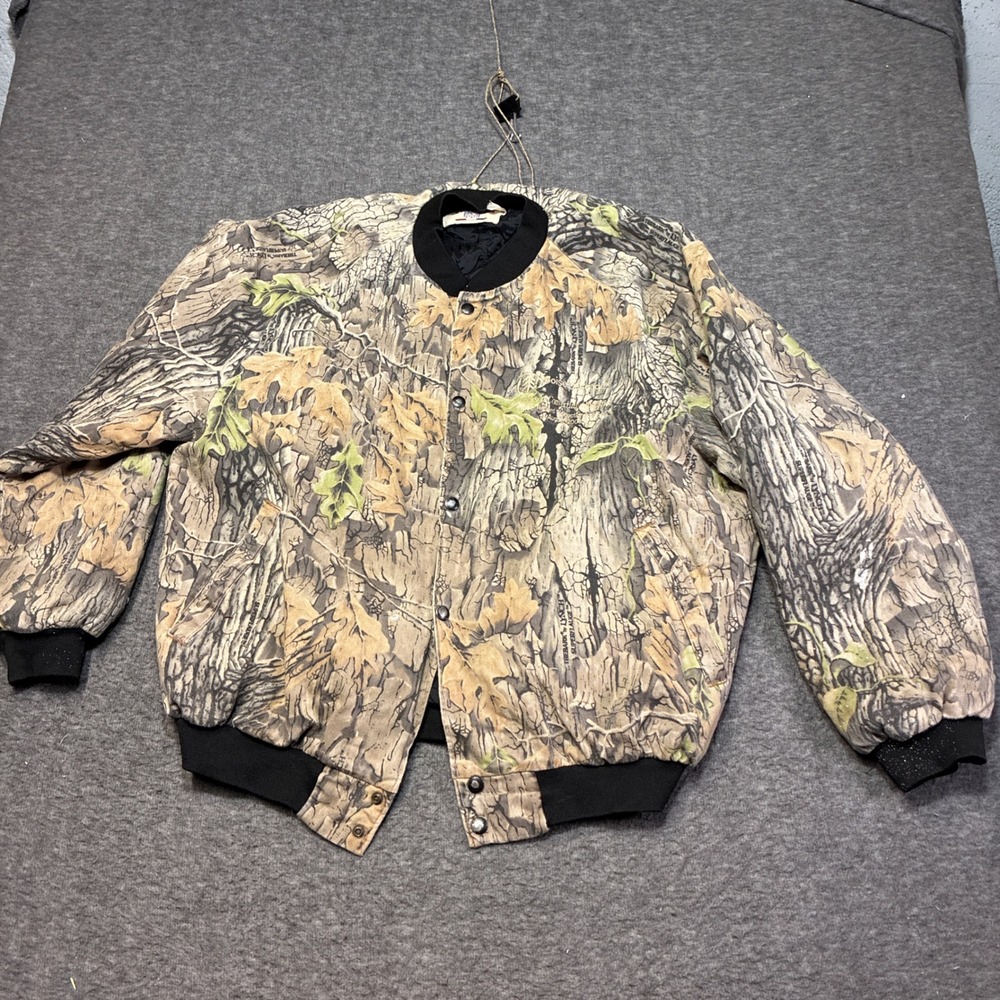 Vintage Westark Camouflage Bomber Jacket Men 2XL Brown Treebark Snap Front‎ 80s